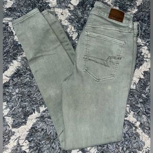 american eagle light green hi-rise jeggings